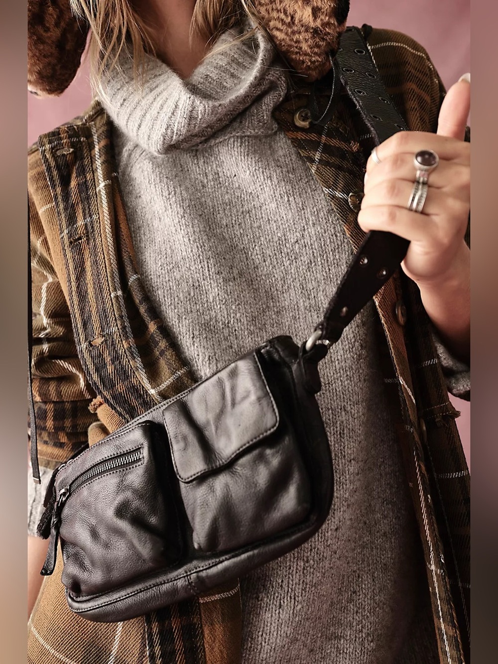 Free People Wade Leather Sling Bag